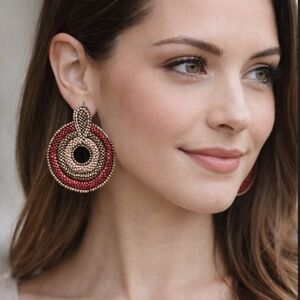 Kay Lee Pink Gold Glass Beaded Earrings New